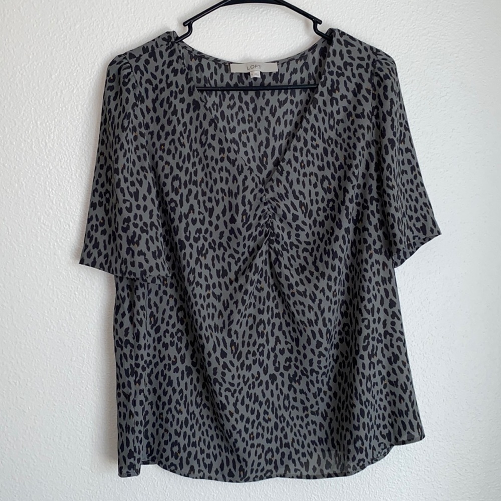 Loft Cheetah Print Scrunch Front Top